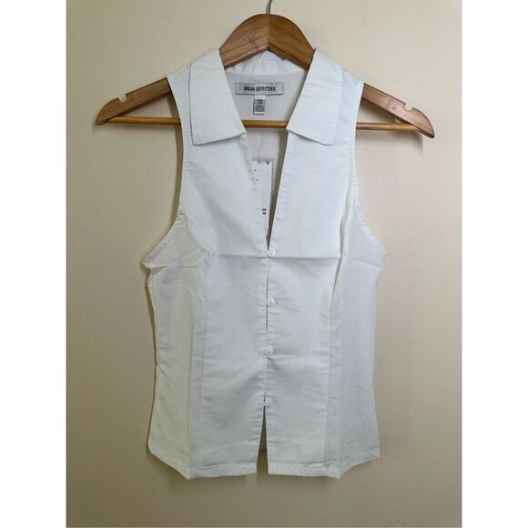 Urban Outfitters White Sleeveless Collared Button Up Top Size XS New - Picture 3 of 5